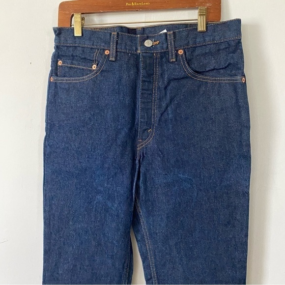 Vintage Levi’s 517 Bootcut Jeans Rigid Dark Wash Denim 90s Retro Hemmed Mens 34 - Picture 2 of 12